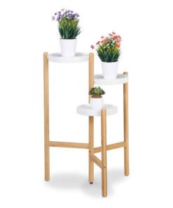 Relaxdays Blumentreppe 3-stufig runde Ablagen